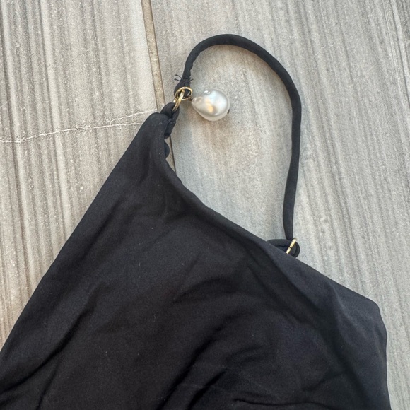 Stella McCartney Black Wrap One-Piece Swimsuit Pearl Detail Size M - Picture 4 of 9